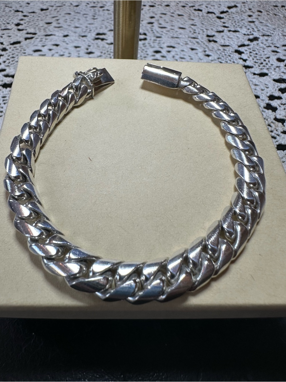 Miami Cuban Link Bracelet Sterling Silver 925 Solid at 40.9 grams Heavy 9.50mm